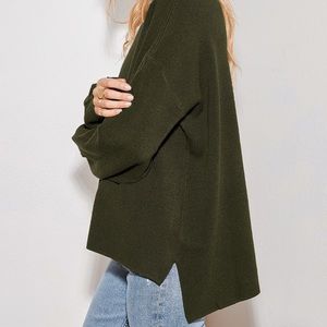 Lulus Warm Moments Olive Green Knit Oversized Sweater